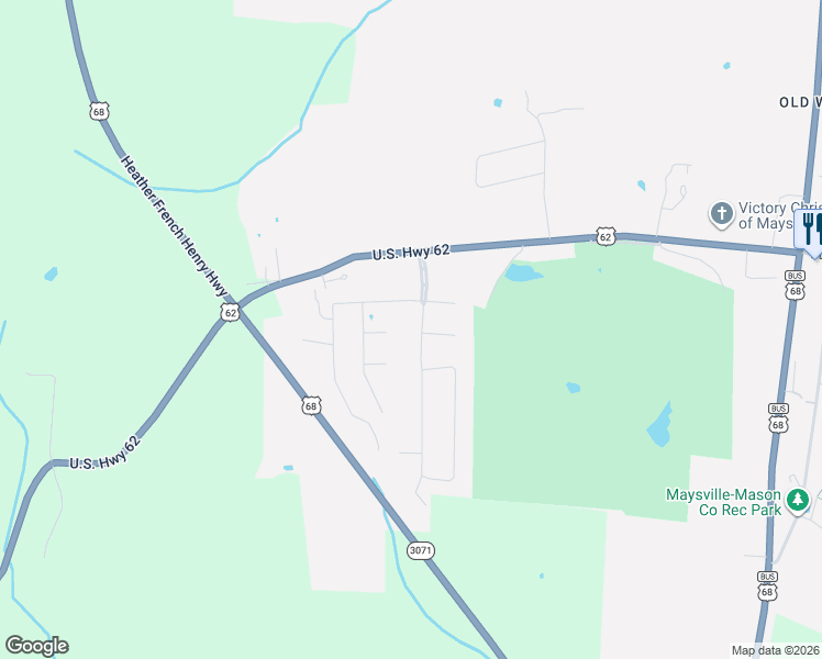 map of restaurants, bars, coffee shops, grocery stores, and more near 907 Spruce Court in Maysville