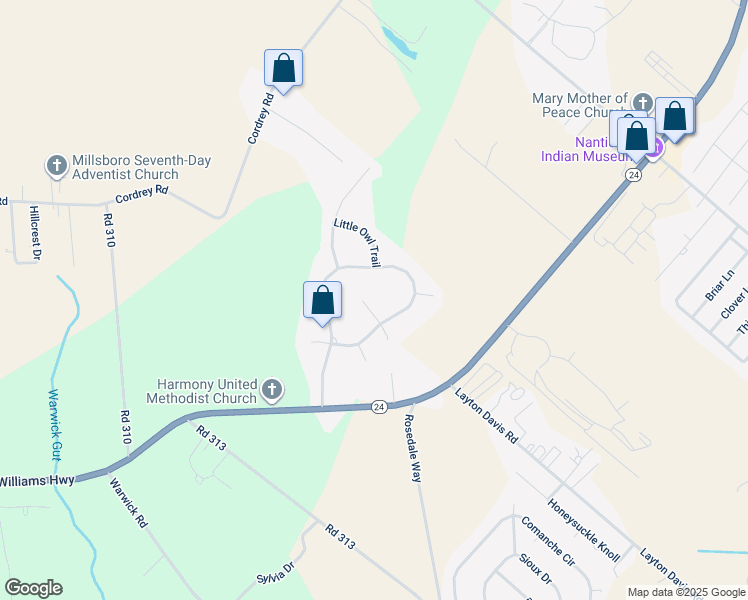 map of restaurants, bars, coffee shops, grocery stores, and more near 3 Red Cloud Trail in Millsboro