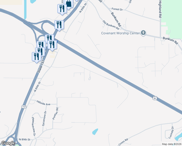 map of restaurants, bars, coffee shops, grocery stores, and more near 70 Kassing Drive in Fairview Heights