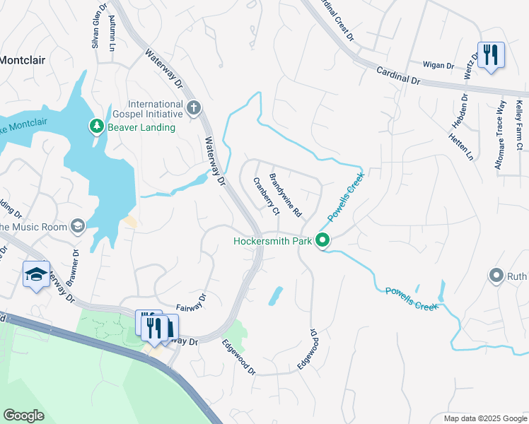 map of restaurants, bars, coffee shops, grocery stores, and more near 15716 Edgewood Drive in Montclair