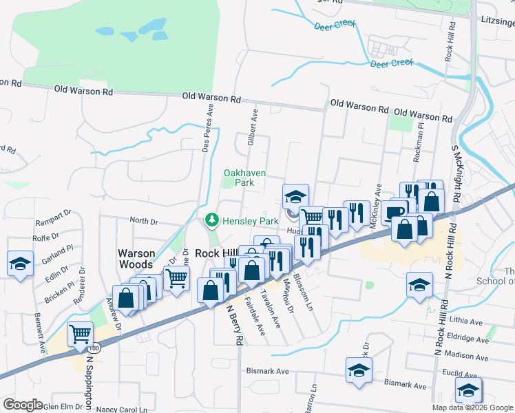 map of restaurants, bars, coffee shops, grocery stores, and more near 1124 Gilbert Avenue in St. Louis