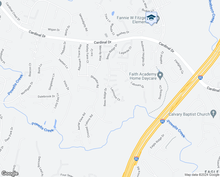 map of restaurants, bars, coffee shops, grocery stores, and more near 3481 Lacrosse Court in Woodbridge