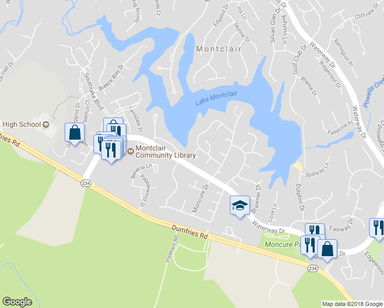 map of restaurants, bars, coffee shops, grocery stores, and more near 15802 Corwin Place in Montclair
