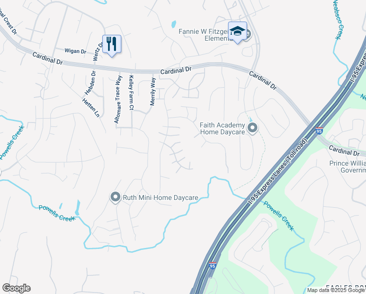 map of restaurants, bars, coffee shops, grocery stores, and more near 3464 Lacrosse Court in Woodbridge