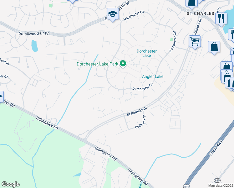 map of restaurants, bars, coffee shops, grocery stores, and more near 5205 Sauger Court in Waldorf