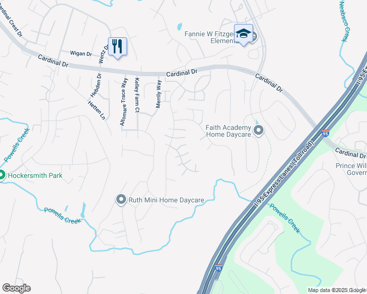 map of restaurants, bars, coffee shops, grocery stores, and more near 3480 Lacrosse Court in Woodbridge