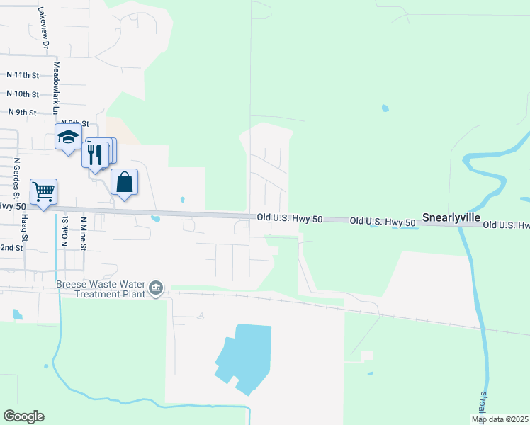 map of restaurants, bars, coffee shops, grocery stores, and more near 13003 Bermuda Grass Court in Breese