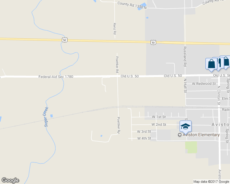 map of restaurants, bars, coffee shops, grocery stores, and more near 12917 Poettker Road in Aviston
