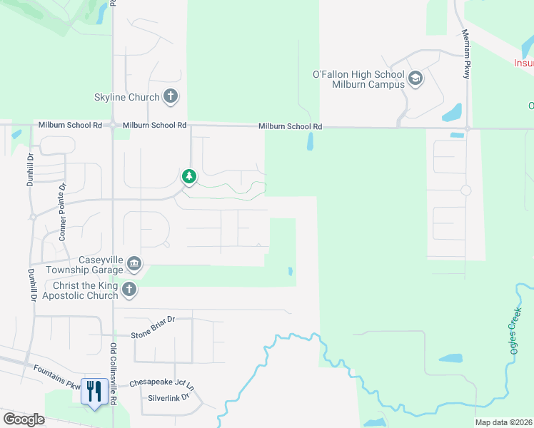map of restaurants, bars, coffee shops, grocery stores, and more near 700 Merrifields Drive in O'Fallon