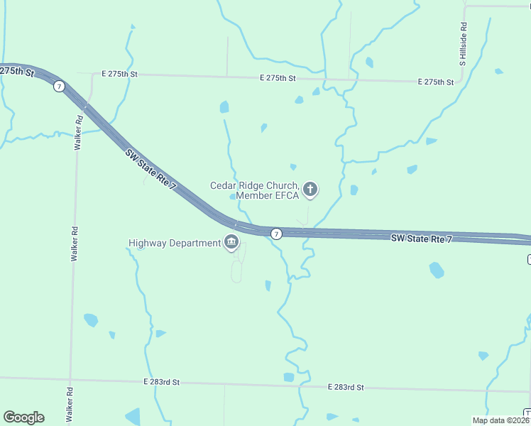 map of restaurants, bars, coffee shops, grocery stores, and more near 27819 Southwest State Route 7 in Harrisonville