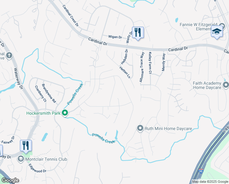 map of restaurants, bars, coffee shops, grocery stores, and more near 15715 Singletree Lane in Dumfries