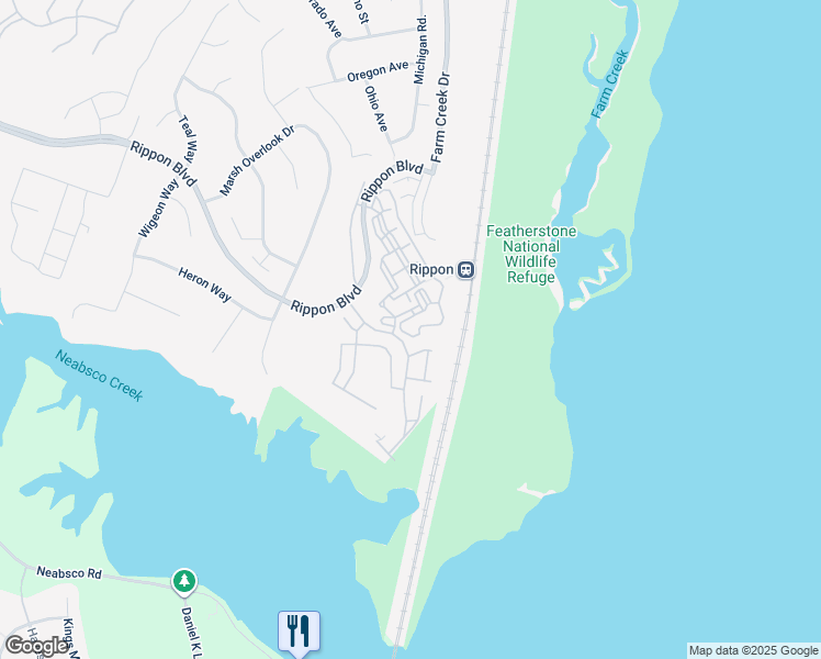 map of restaurants, bars, coffee shops, grocery stores, and more near 1601 Ladue Court in Woodbridge