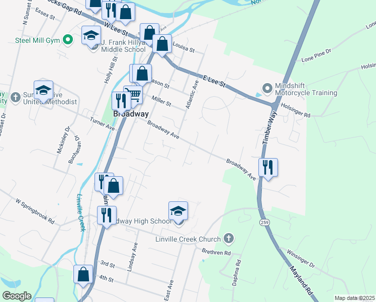 map of restaurants, bars, coffee shops, grocery stores, and more near 133 Linden Avenue in Broadway