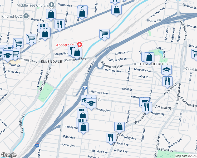 map of restaurants, bars, coffee shops, grocery stores, and more near 6617 Marmaduke Avenue in St. Louis