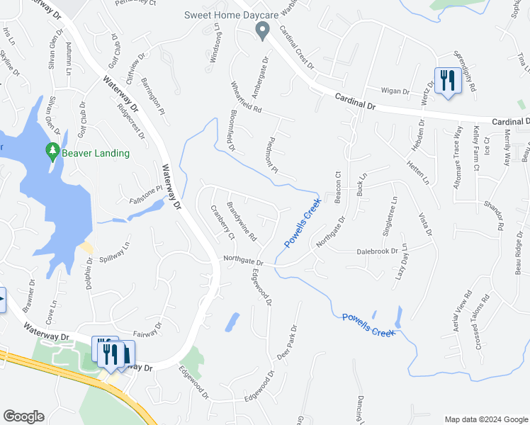 map of restaurants, bars, coffee shops, grocery stores, and more near 4006 Buckingham Court in Dumfries