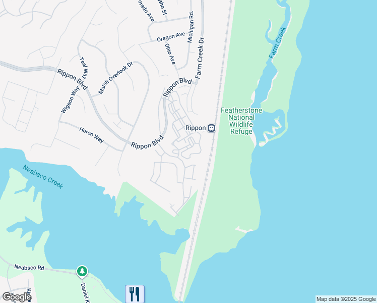 map of restaurants, bars, coffee shops, grocery stores, and more near 1601 Ladue Court in Woodbridge