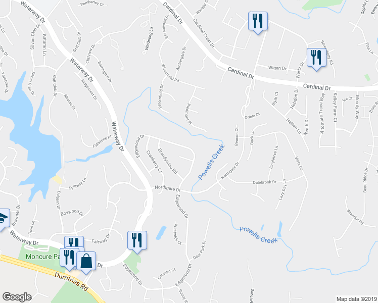 map of restaurants, bars, coffee shops, grocery stores, and more near 15784 Edgewood Drive in Montclair