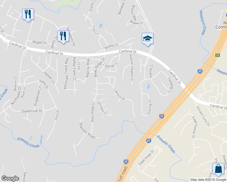 map of restaurants, bars, coffee shops, grocery stores, and more near 3397 Labourn Drive in Woodbridge