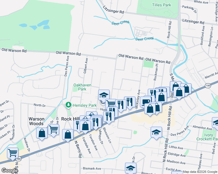 map of restaurants, bars, coffee shops, grocery stores, and more near 1204 Oday Avenue in St. Louis