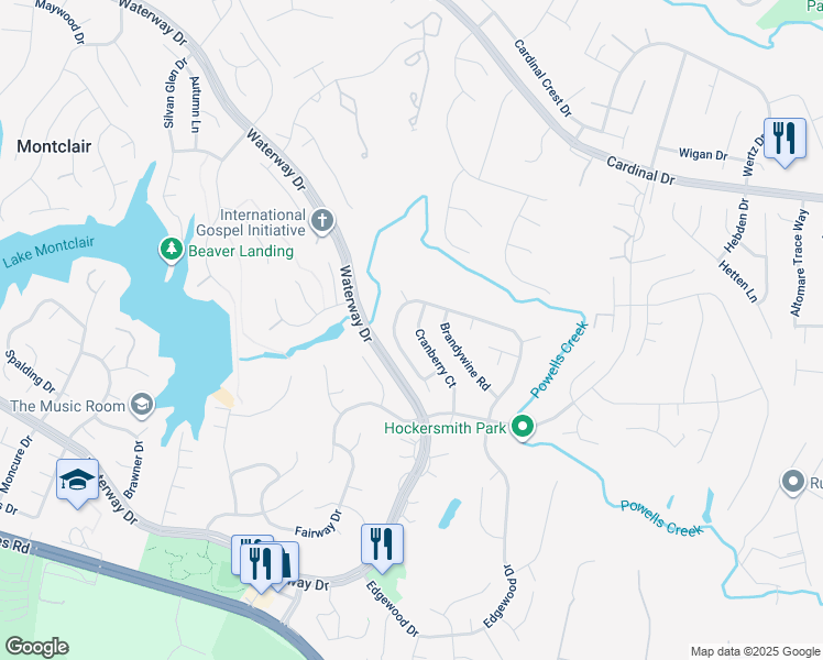 map of restaurants, bars, coffee shops, grocery stores, and more near 15706 Cranberry Court in Montclair