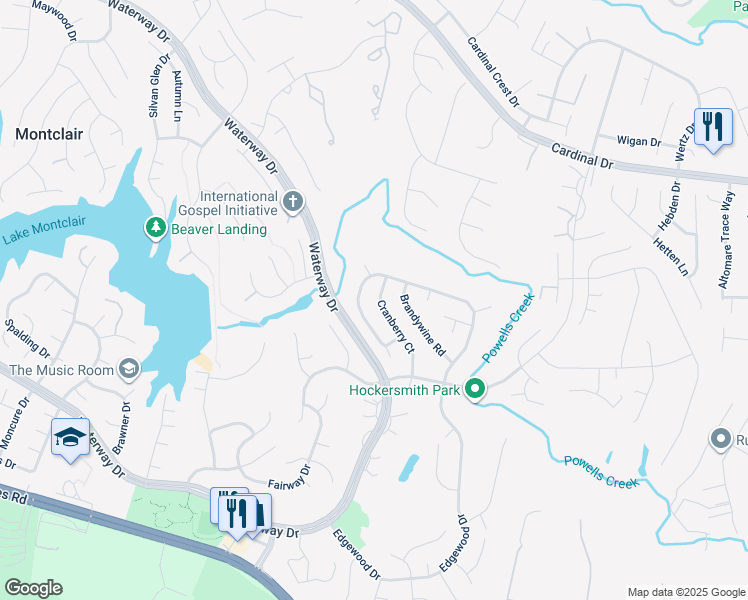 map of restaurants, bars, coffee shops, grocery stores, and more near 15706 Cranberry Court in Montclair
