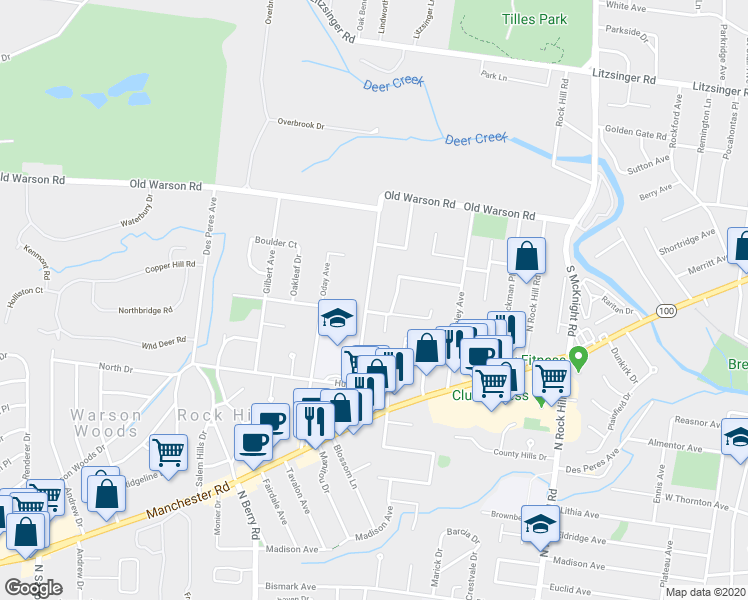 map of restaurants, bars, coffee shops, grocery stores, and more near 1210 Kortwright Avenue in St. Louis