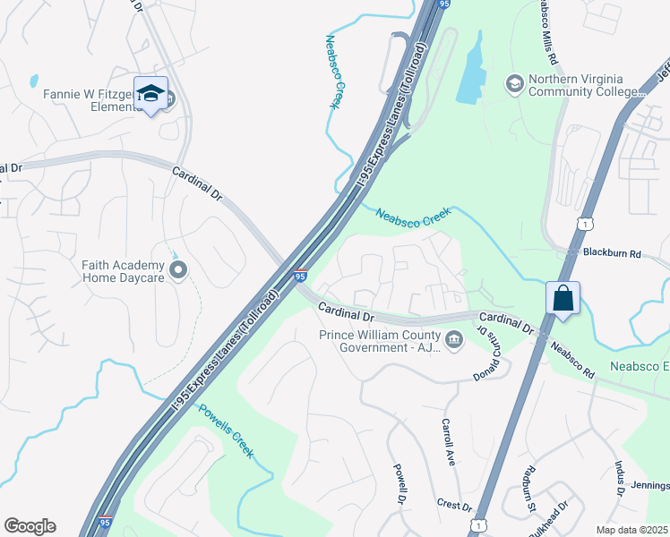 map of restaurants, bars, coffee shops, grocery stores, and more near 15714 Palermo Terrace in Woodbridge