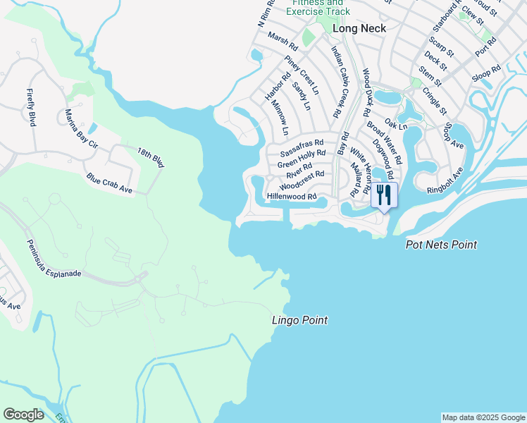 map of restaurants, bars, coffee shops, grocery stores, and more near 49050 River Road in Millsboro