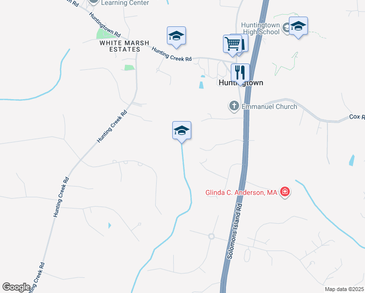 map of restaurants, bars, coffee shops, grocery stores, and more near in Huntingtown