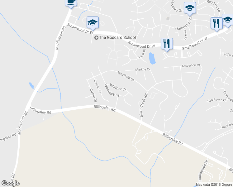 map of restaurants, bars, coffee shops, grocery stores, and more near 10052 Wamsley Court in Waldorf