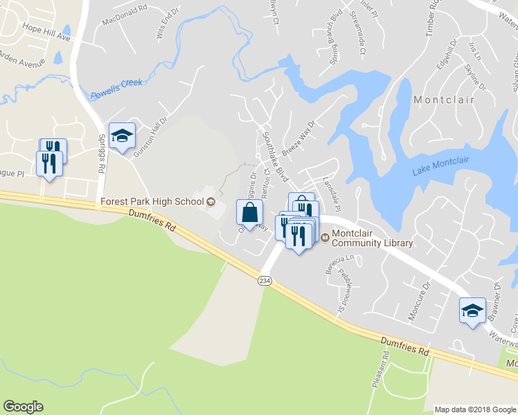 map of restaurants, bars, coffee shops, grocery stores, and more near 15720 Renton Court in Montclair
