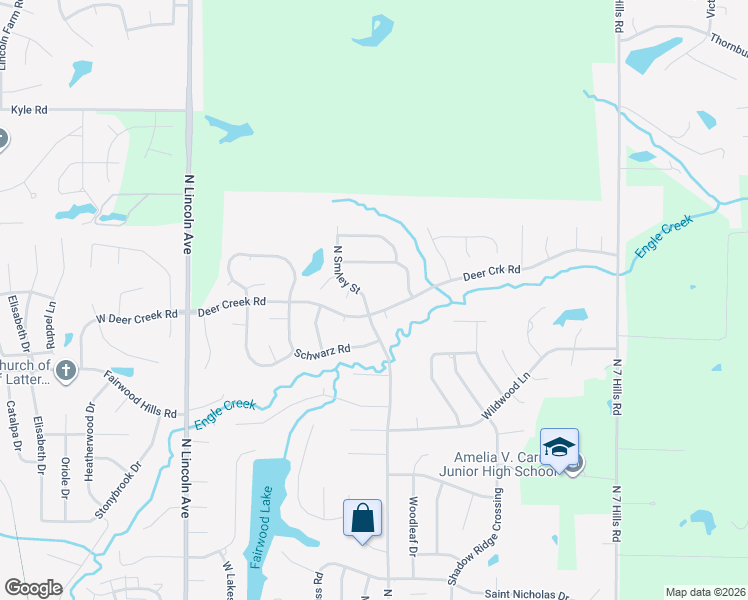 map of restaurants, bars, coffee shops, grocery stores, and more near 518 Deer Creek Road in O'Fallon