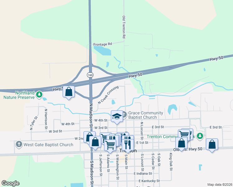map of restaurants, bars, coffee shops, grocery stores, and more near 3 Branch Court in Trenton