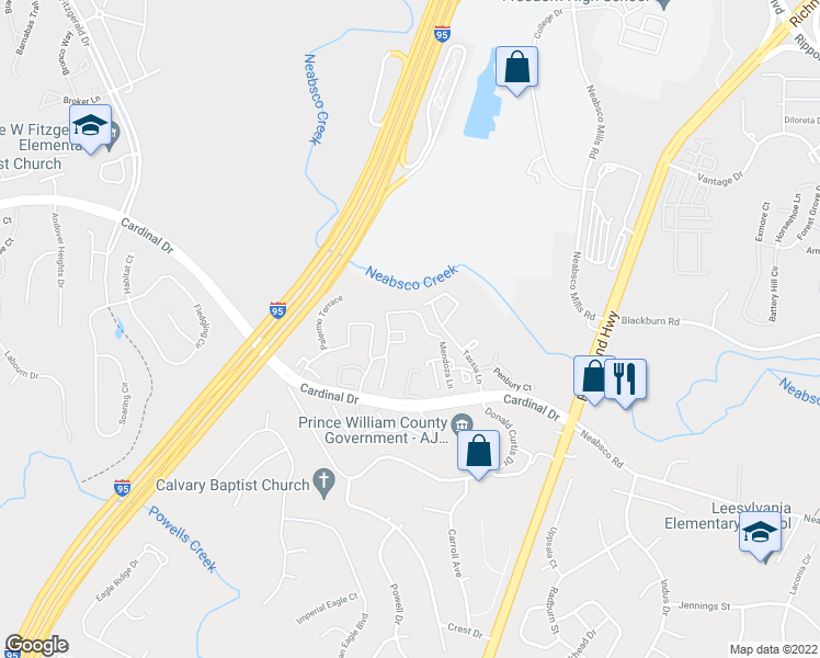 map of restaurants, bars, coffee shops, grocery stores, and more near 2917 Rotterdam Loop in Woodbridge