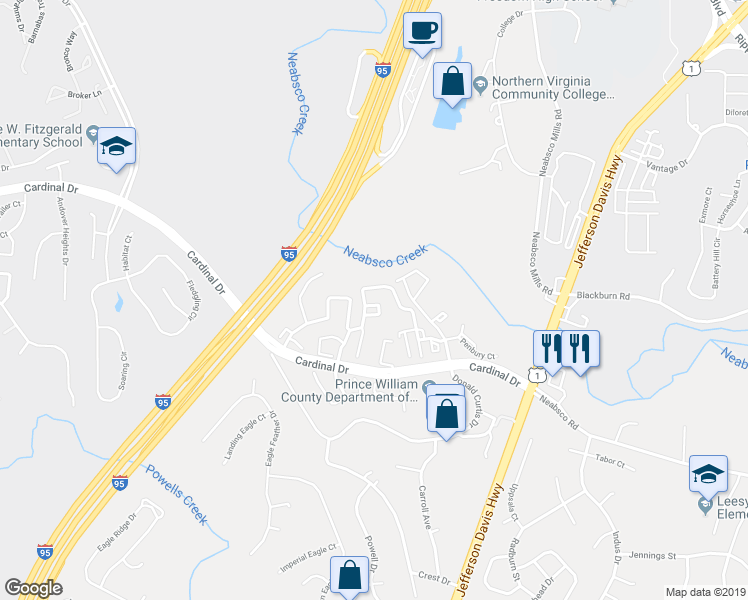 map of restaurants, bars, coffee shops, grocery stores, and more near 2907 Rotterdam Loop in Woodbridge