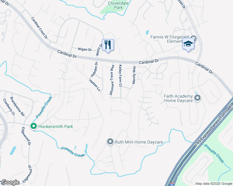 map of restaurants, bars, coffee shops, grocery stores, and more near 3584 Shandor Road in Woodbridge