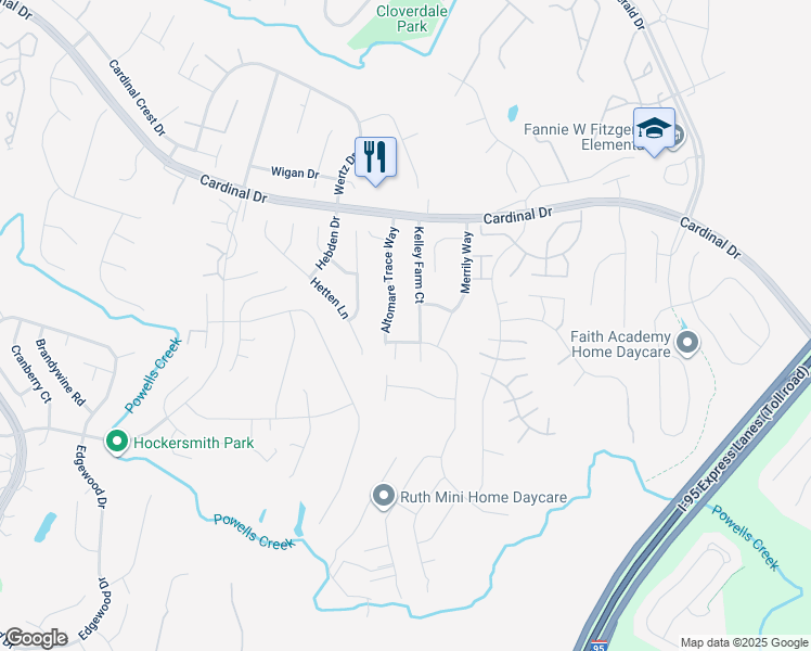 map of restaurants, bars, coffee shops, grocery stores, and more near 3584 Shandor Road in Woodbridge
