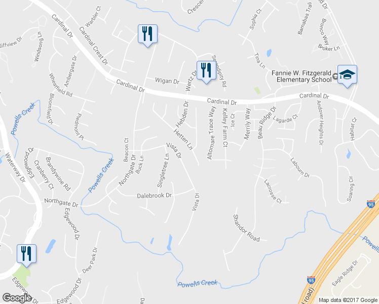 map of restaurants, bars, coffee shops, grocery stores, and more near 3697 Hetten Lane in Woodbridge