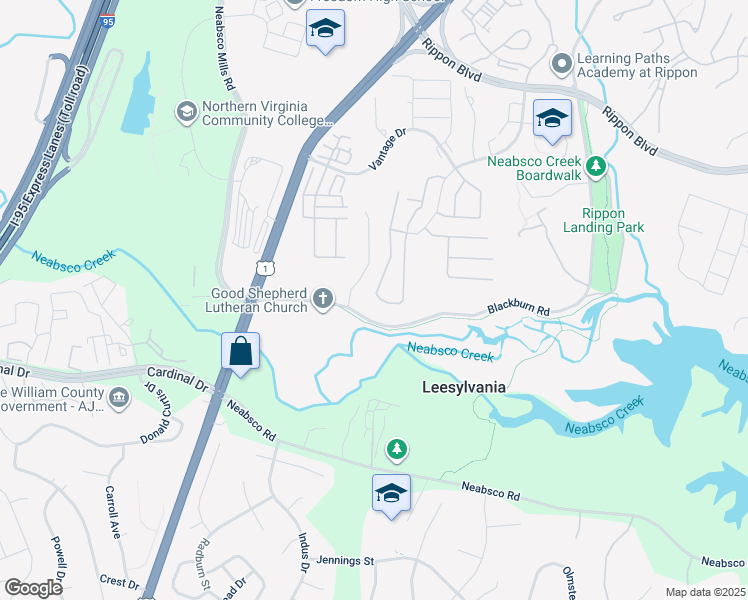 map of restaurants, bars, coffee shops, grocery stores, and more near 2372 Battery Hill Circle in Woodbridge