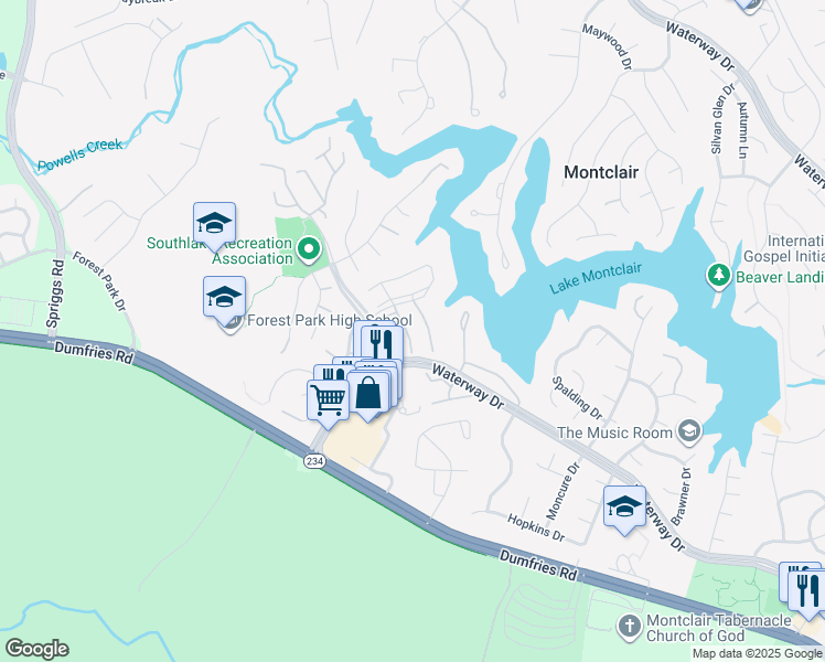 map of restaurants, bars, coffee shops, grocery stores, and more near 5021 Seal Place in Montclair