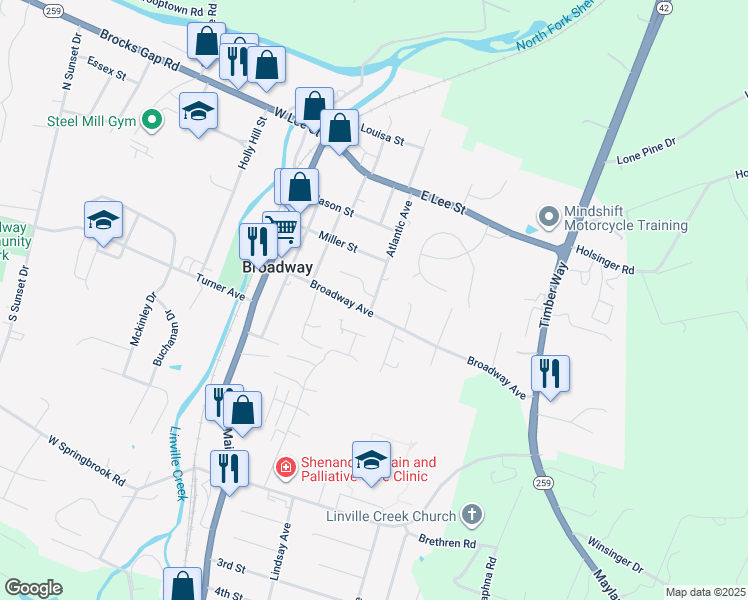 map of restaurants, bars, coffee shops, grocery stores, and more near 130 Atlantic Avenue in Broadway