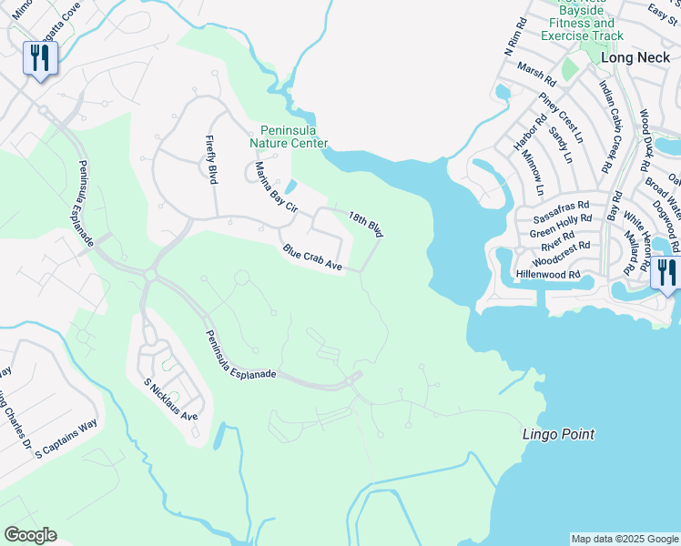 map of restaurants, bars, coffee shops, grocery stores, and more near 24320 Blue Crab Avenue in Millsboro