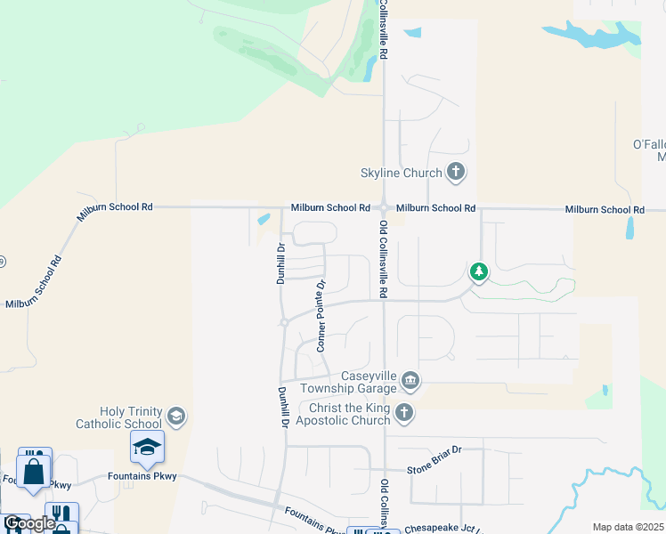 map of restaurants, bars, coffee shops, grocery stores, and more near 820 Foxgrove Drive in Fairview Heights