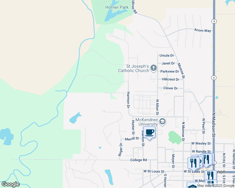 map of restaurants, bars, coffee shops, grocery stores, and more near 1006 Hohrein Road in Lebanon