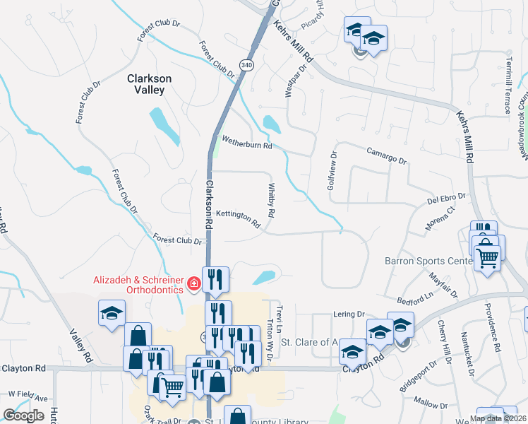 map of restaurants, bars, coffee shops, grocery stores, and more near 2235 Whitby Road in Chesterfield