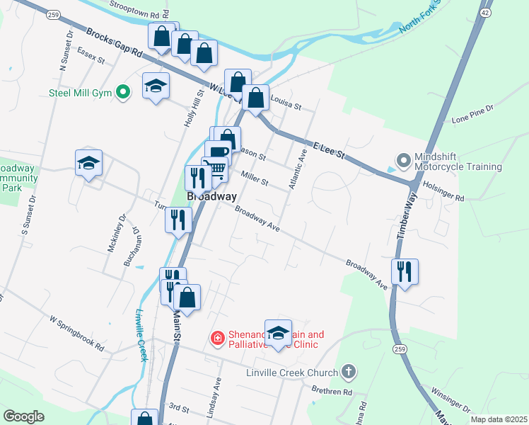 map of restaurants, bars, coffee shops, grocery stores, and more near 120 Atlantic Avenue in Broadway