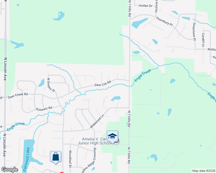 map of restaurants, bars, coffee shops, grocery stores, and more near 821 East Deer Creek Road in O'Fallon