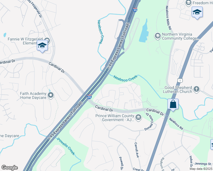 map of restaurants, bars, coffee shops, grocery stores, and more near 15683 Palermo Terrace in Woodbridge