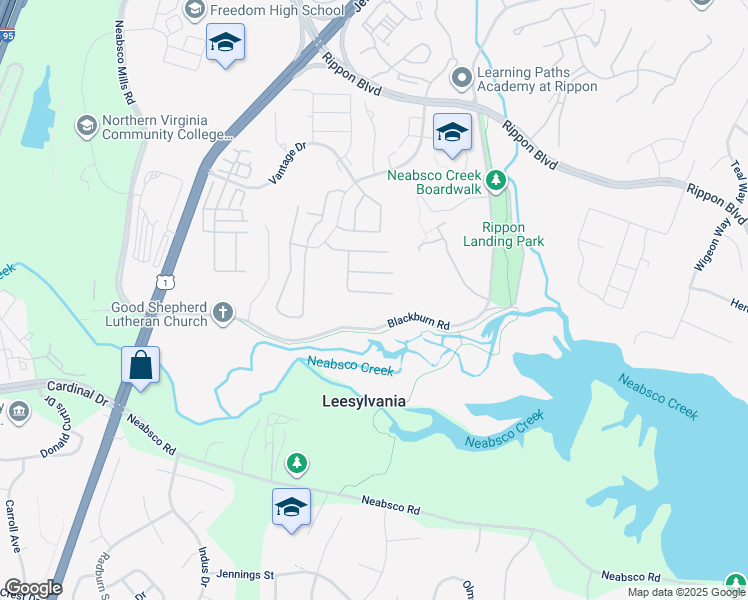 map of restaurants, bars, coffee shops, grocery stores, and more near 15676 William Bayliss Court in Leesylvania