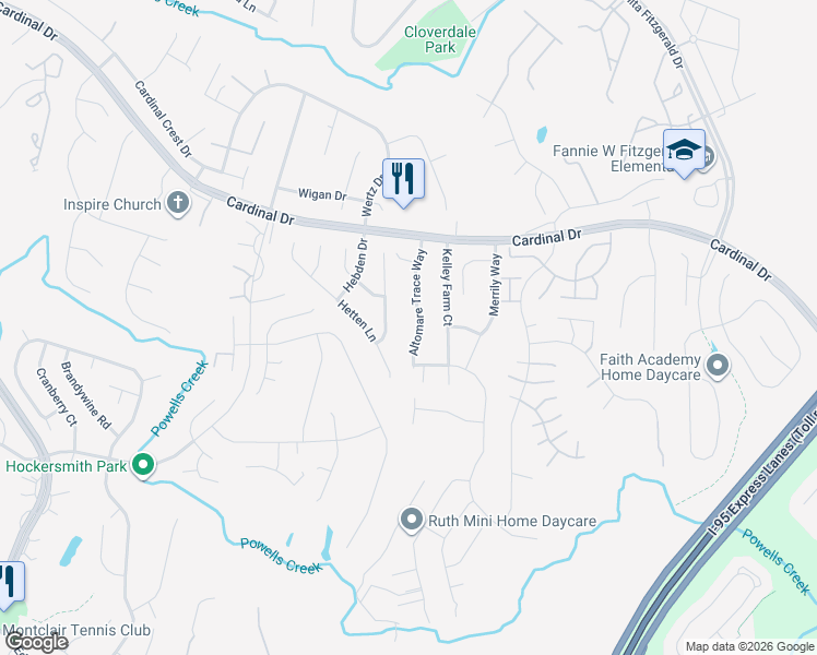 map of restaurants, bars, coffee shops, grocery stores, and more near 15654 Altomare Trace Way in Woodbridge